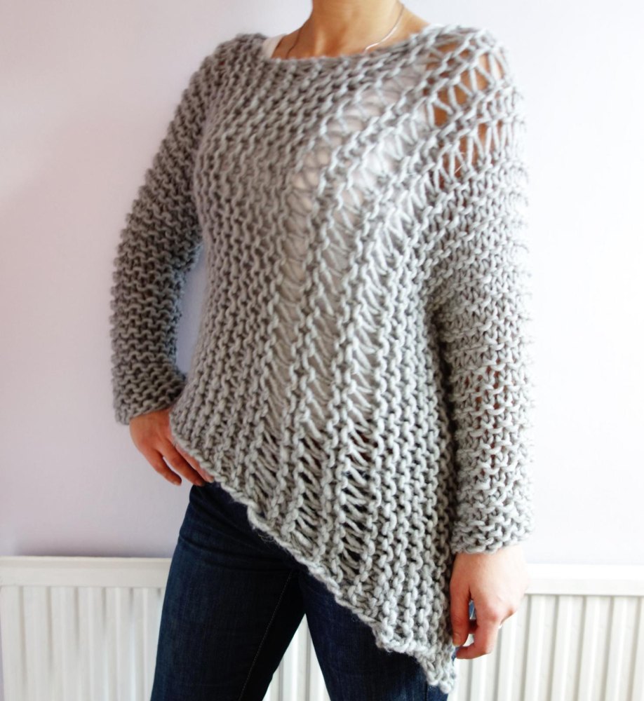 Funky Bulky Asymmetrical Sweater Knitting pattern by
