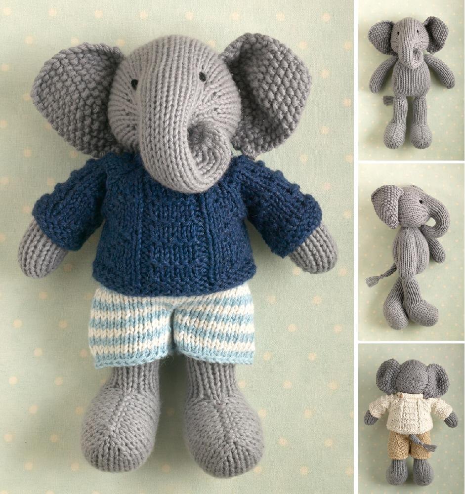 Boy Elephant in a textured sweater Knitting pattern by