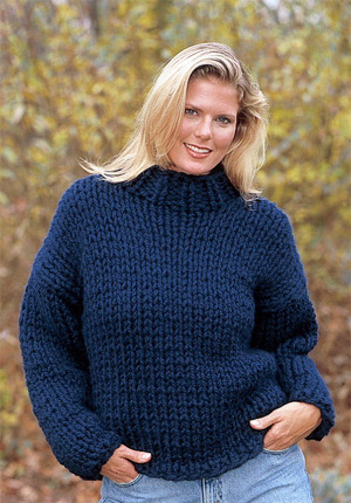 Knitted DoubleStrand Turtleneck in Lion Brand WoolEase