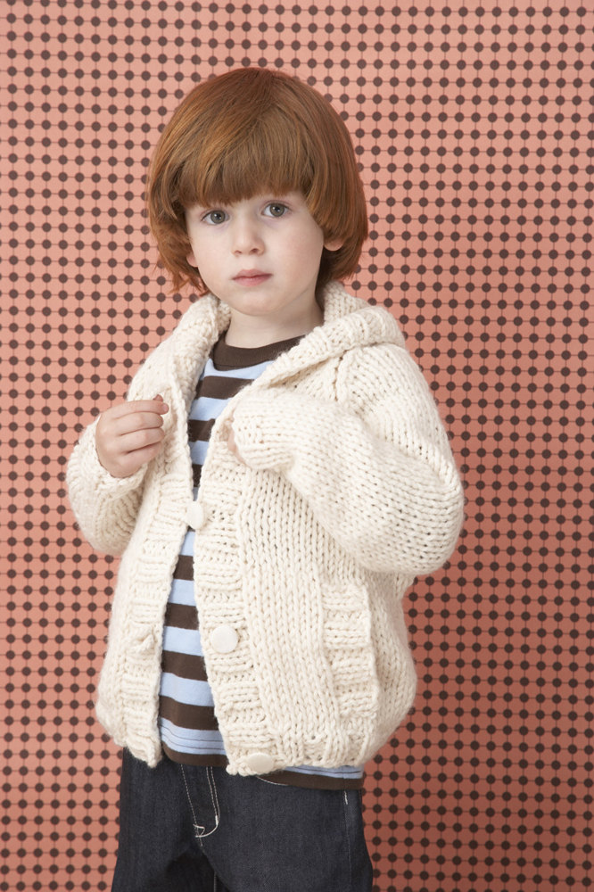 Knit Child s Raglan Cardigan  in Lion Brand Wool Ease 
