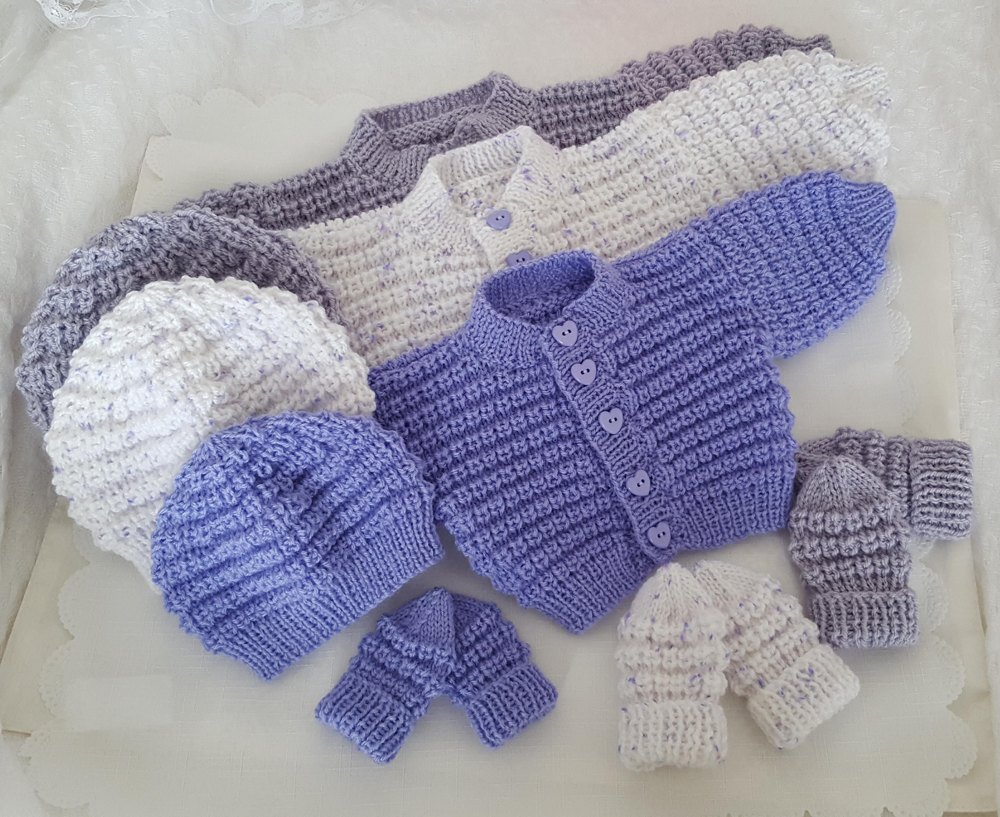 Snuggly Baby Cardigan, Hat & Mittens Knitting pattern by ...