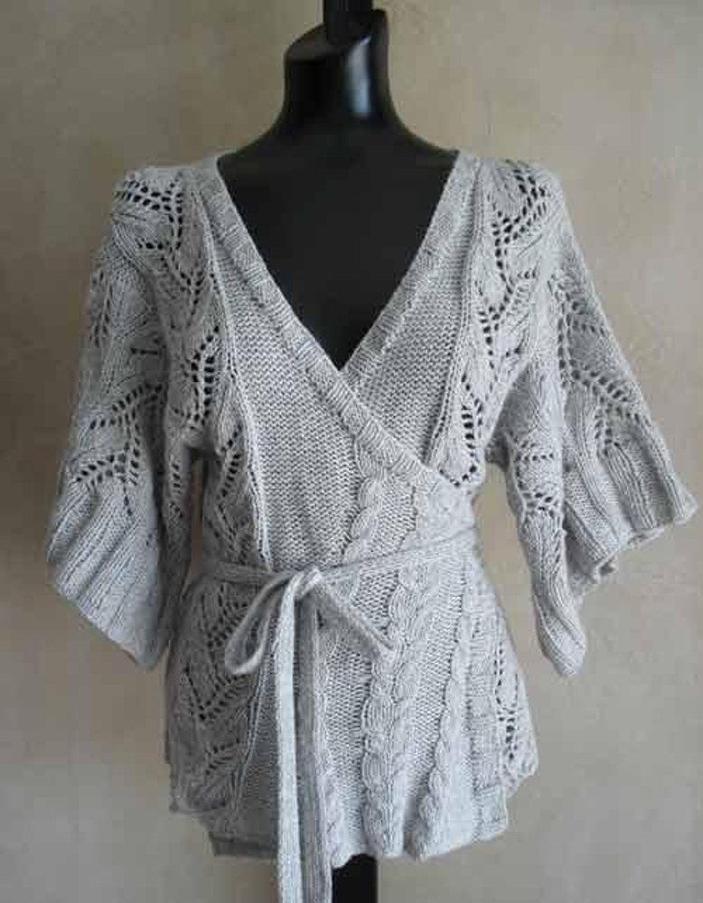 #69 Cables and Lace Kimono Wrap Cardigan Knitting pattern ...