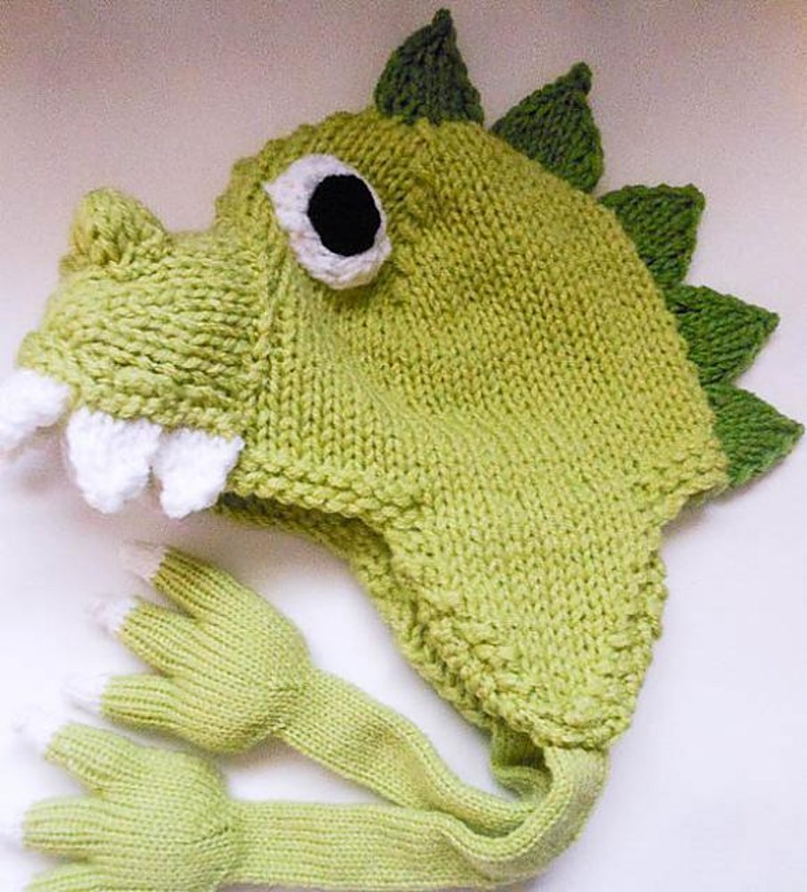Dinosaur Dragon Hat knit Knitting pattern by Wistfully Woolen
