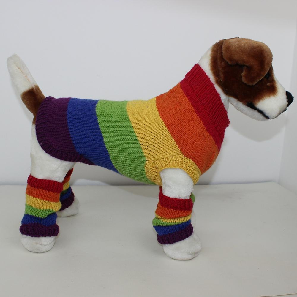 Rainbow Dog Coat and Legwarmers Knitting pattern by ...