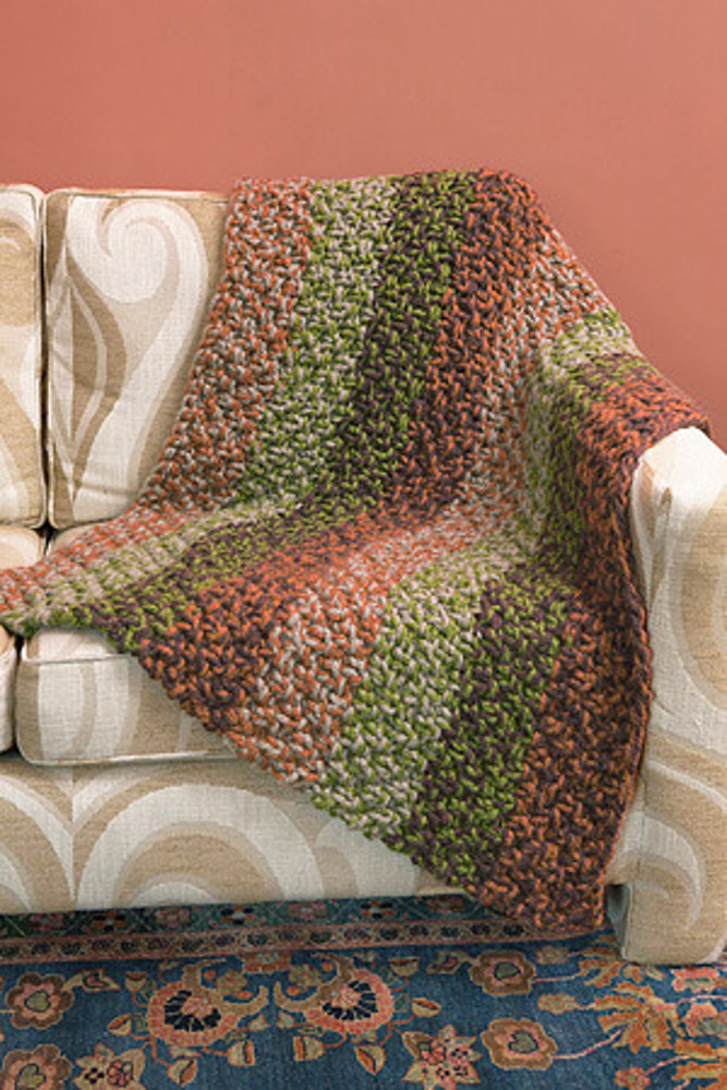 Spiced Knit Afghan in Lion Brand WoolEase Thick & Rapide
