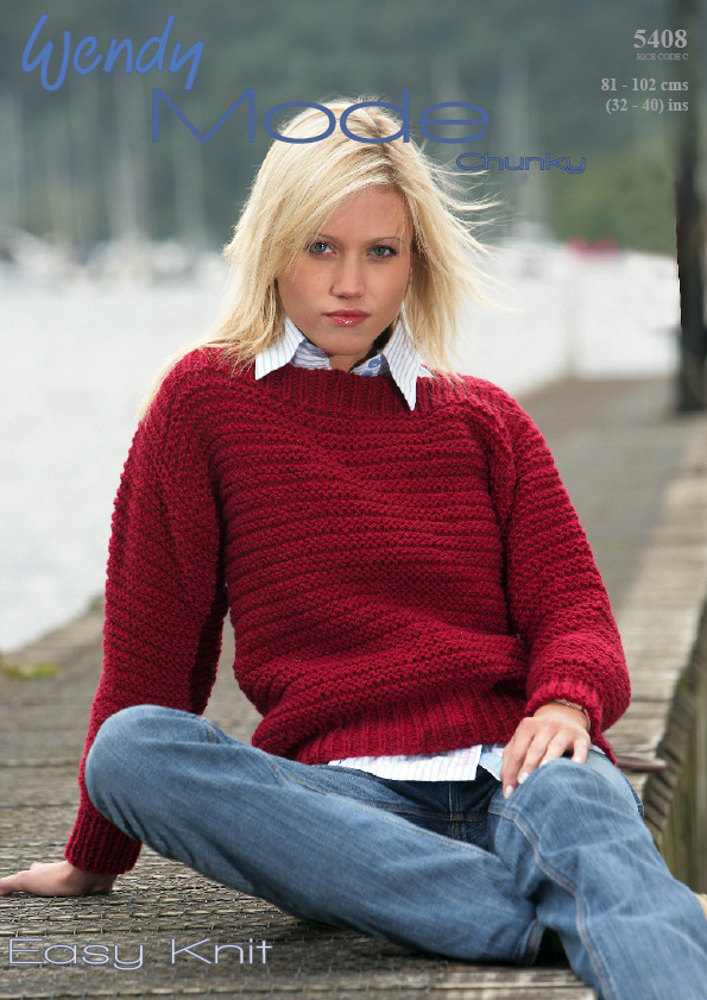 Easy Knit Sweater in Wendy Mode Chunky Knitting Patterns