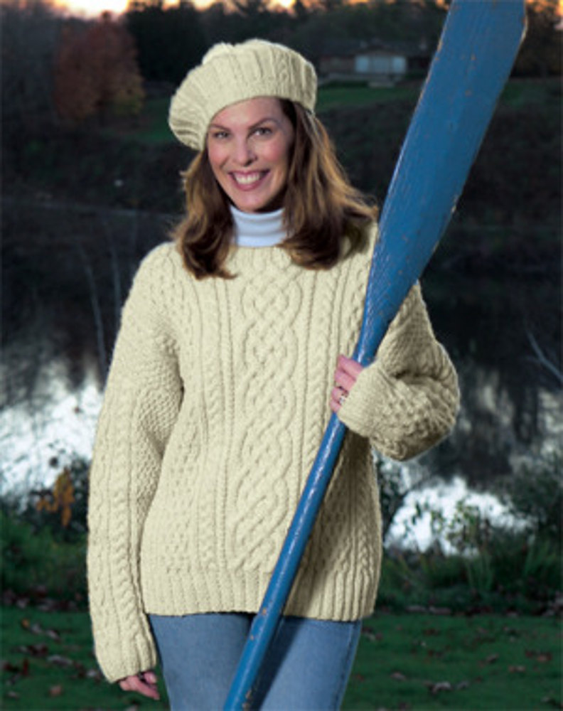 Knitted Aran Sweater in Lion Brand Fishermen's Wool