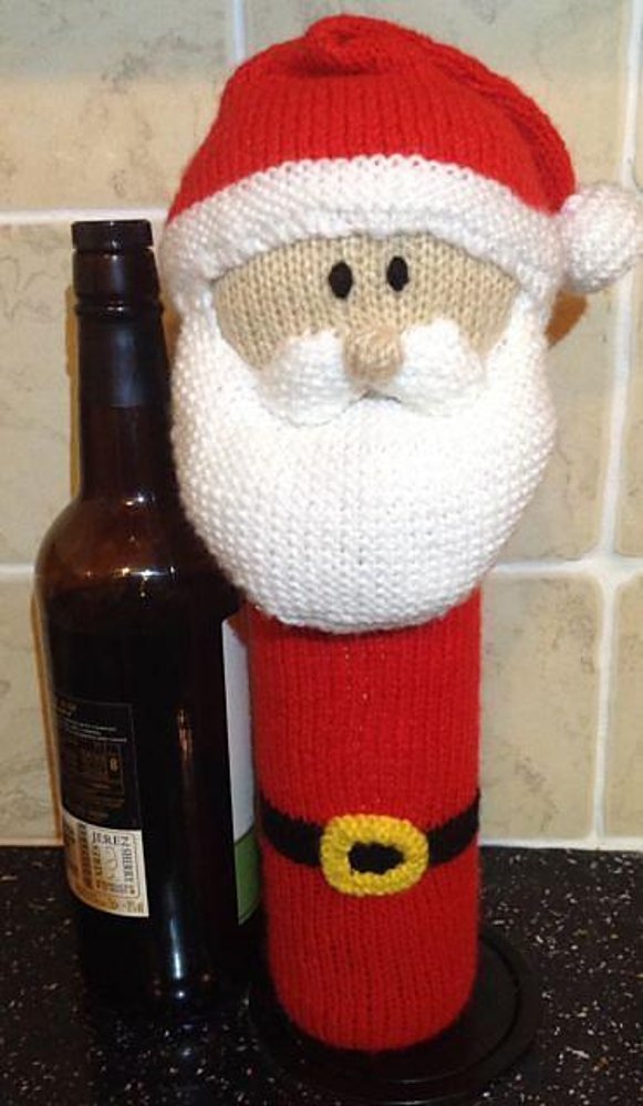 Weihnachtsmann / Santa Weinflaschenabdeckung stricken