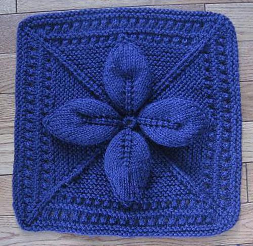 Lucky 4Leaf Afghan 12" block Knitting pattern by Margaret