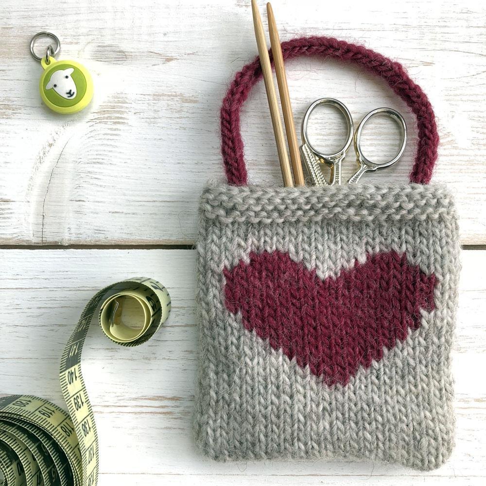 Intarsia Heart Gift Bag Knitting pattern by Nicky Barfoot