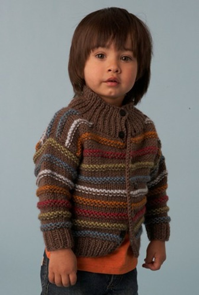 Boy's Striped Cardigan in Lion Brand Vanna's Choice ...
