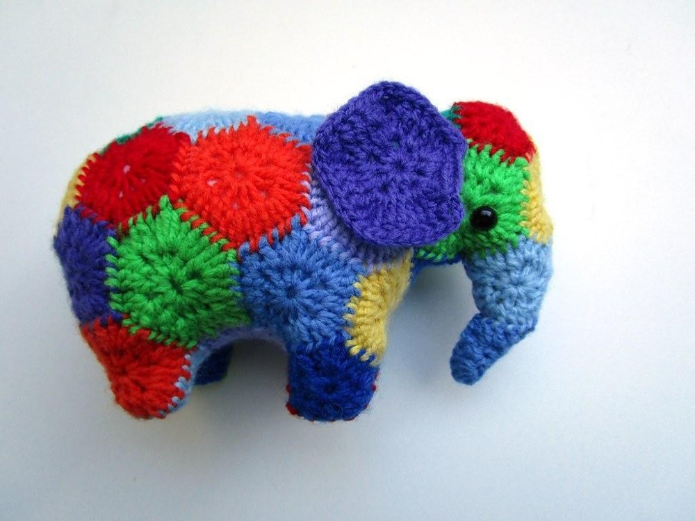 Elmer the colourful hexagon elephant Crochet pattern by Annisea