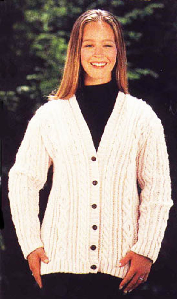 Aran Cardigan Sweater in Lion Brand Fishermen's Wool ...