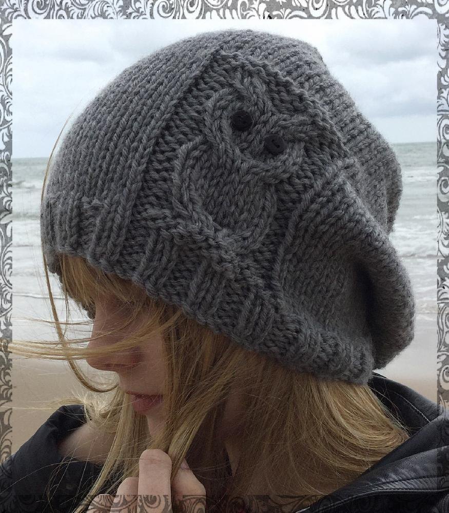 Owl slouchy hat 4 sizes Knitting pattern by The Lonely Sea
