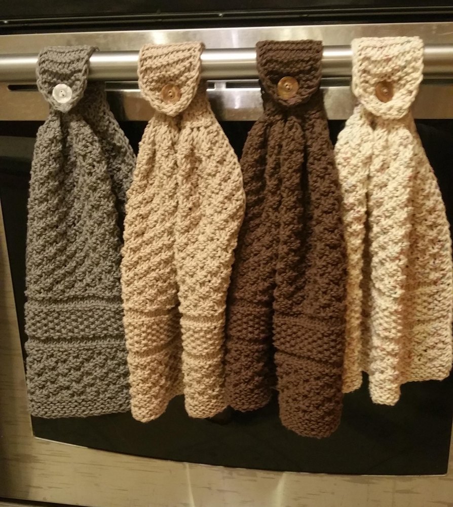 Knitted hanging kitchen towels Knitting pattern by Dixie S