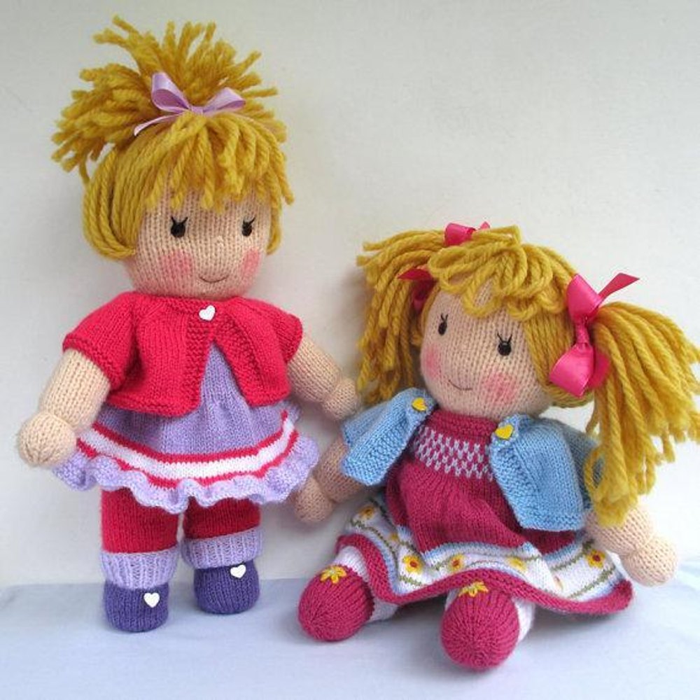 Jasmine and Violet Knitted Dolls Knitting pattern by Dollytime