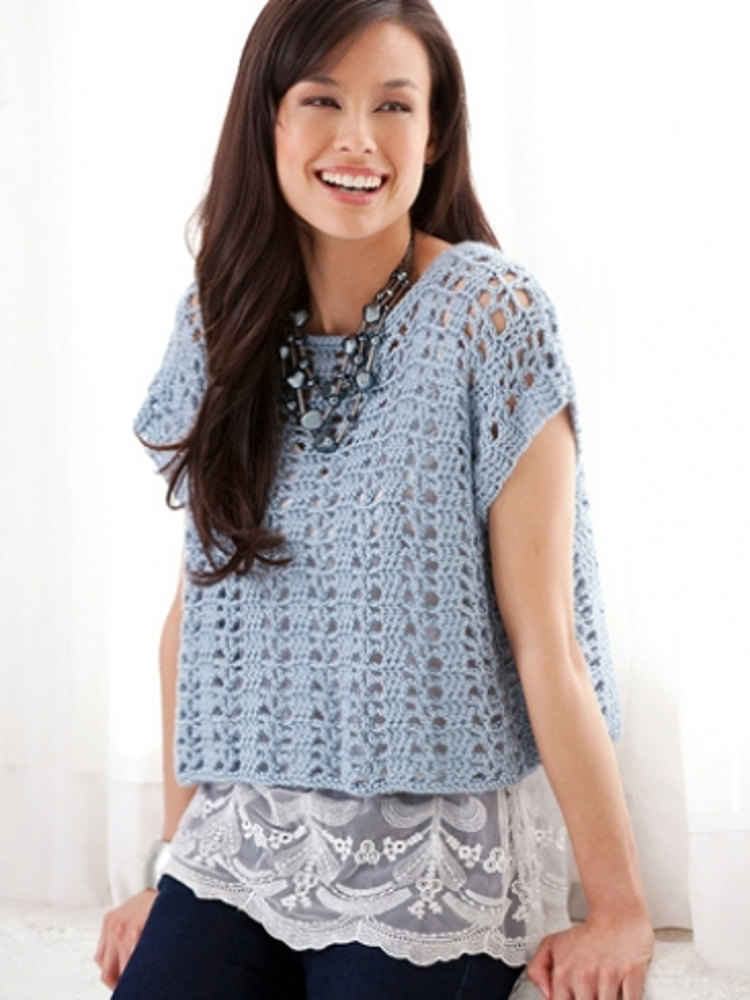 Casual Summer Top in Caron Simply Soft - Downloadable PDF